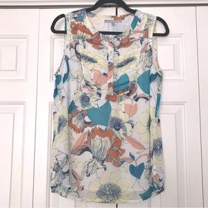 Daniel Rainn Sleeveless Top Women's Size M  White, Coral, Yellow, Teal, Navy